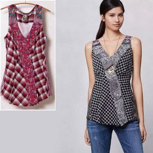 Anthropologie One September Rose Farm Plaid Top S
